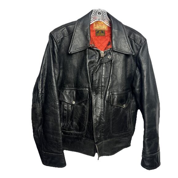 Guide Master Leather Jacket Wolf Outerwear Horse hide Biker Vintage 50s MENS - Picture 1 of 16